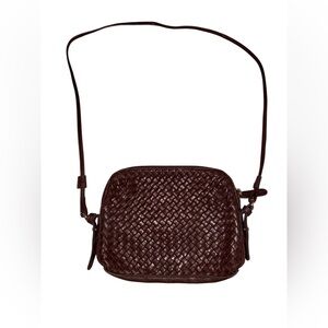 Margot Brown Woven Leather Crossbody Bag
